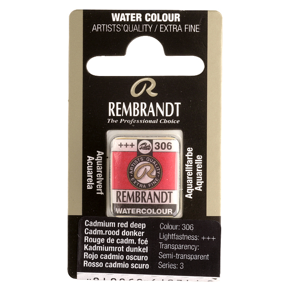 Краска акварельная Rembrandt 306 Кадмий красный темный, кювета, Royal Talens