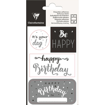 Наліпки декоративні "Birthday" 7,5*12 см, 16 шт.  (4 арк.), 617050C