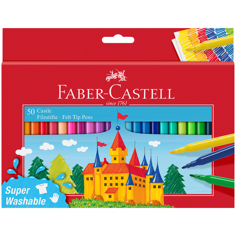 Фломастери 50 кол. FELT TIP "Замок" (картон. уп.), 554204 Faber-Castell