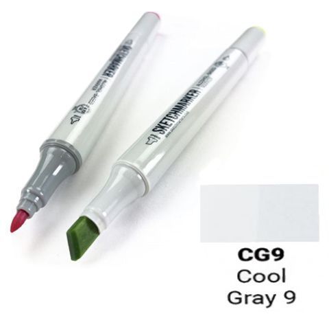 Маркер SKETCHMARKER, 2 пера: долото и тонкое, Cool gray 9 - Прохладный серый 9, SM-CG9 3