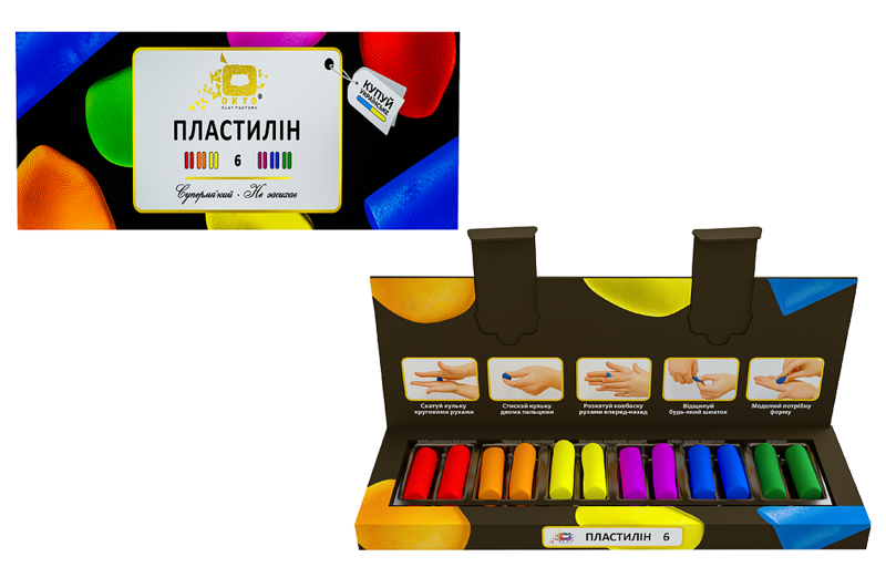 Набір пластиліну TM OKTO 6 кольорів, 91001*