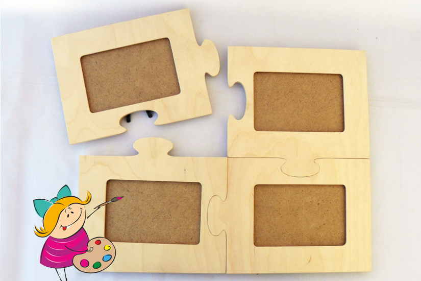 Заготовка деревянная Фоторамка-коллаж "Пазл", 0459