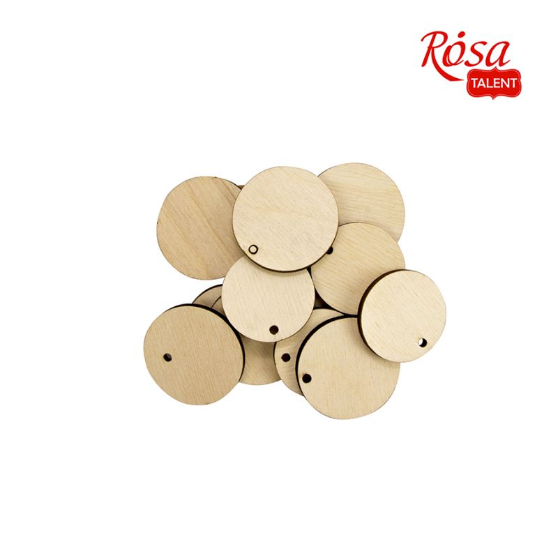 Набор заготовок Теги "Круг", фанера, размер в асс. 15 шт, Rosa Talent