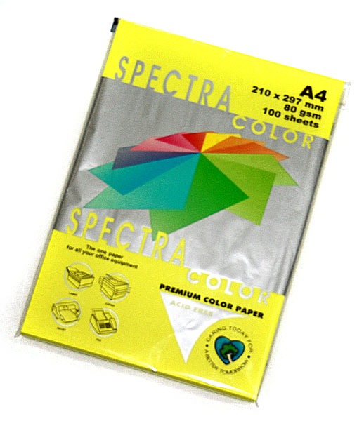Бумага А4 100 л, 80 г/м², неон, желтый, Spectra Color 363