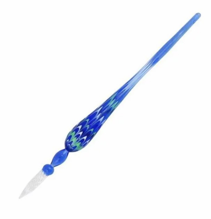 Мраморная стеклянная ручка д/калиграфии, синий, 21312T