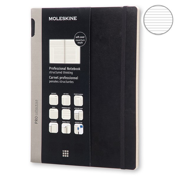 Записник Чорний м’який великий, Moleskine PRO, PROPFNT4SBK
