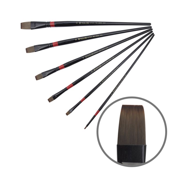 Кисть Синтетика плоская Red stripe 1018 №10 Kolos 1