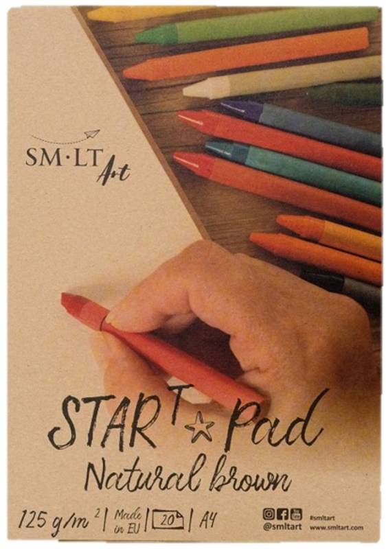 Склейка для ескізів Start А4, 125 г/м², 20 арк, коричн. колір, Smiltainis
