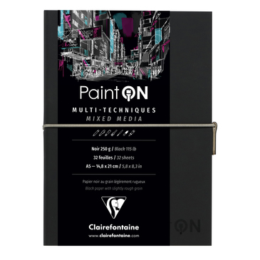 Склейка д/малюнка змішаних технік А5 Paint`on 32 арк. (250 г/м2), чорний папір, 975185C