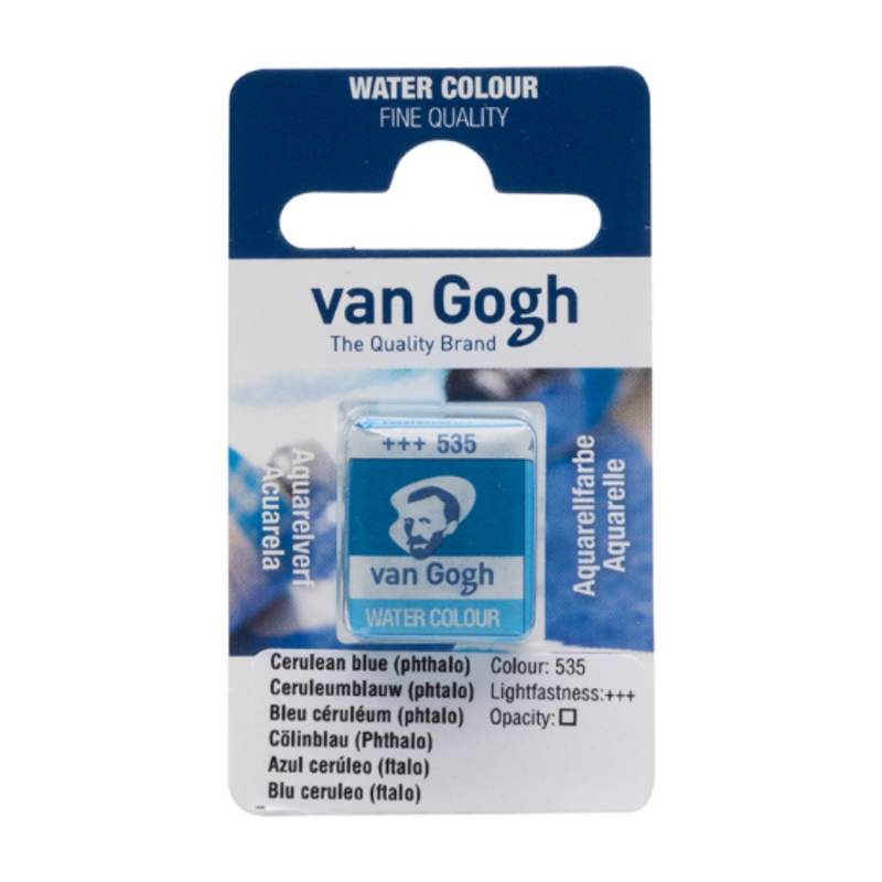 Краска акварельная Van Gogh 535 Церулеум голубой ФЦ, кювета, Royal Talens