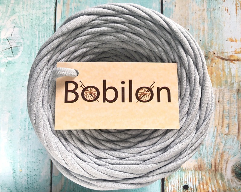 Пряжа трикотажна Bobilon Mini (5-7 мм), срібло