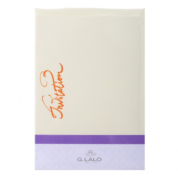 Набір з подвійної карти-загот. 107*152 мм 350 г/м2 з написом "Invitation" та конв. С6, кремовий, 60504L