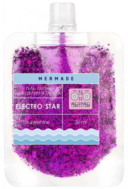 Гель-глітер для обличчя та тіла "Electro Star" 30 мл, MRGT004, Mermade