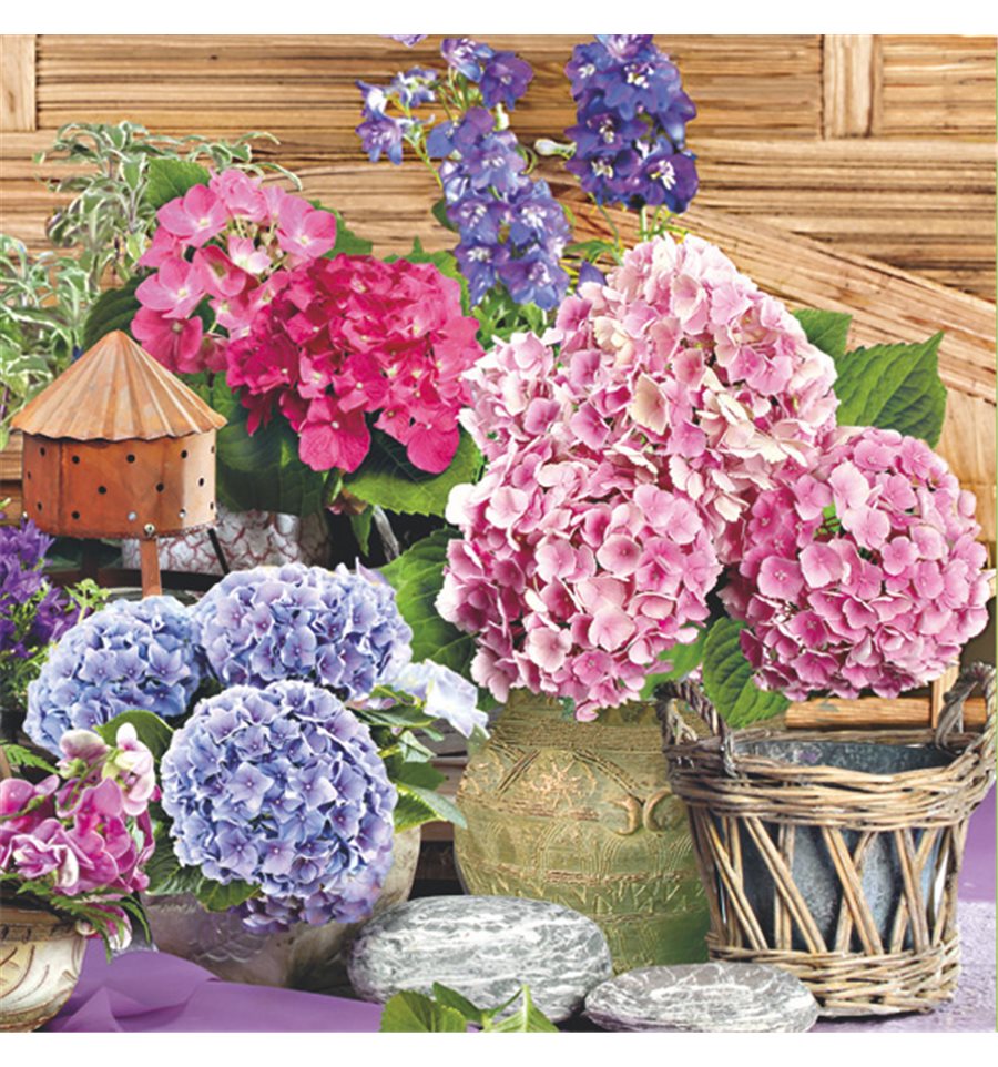 Декупажні серветки "Гортензія", 33*33 см, МАКІ