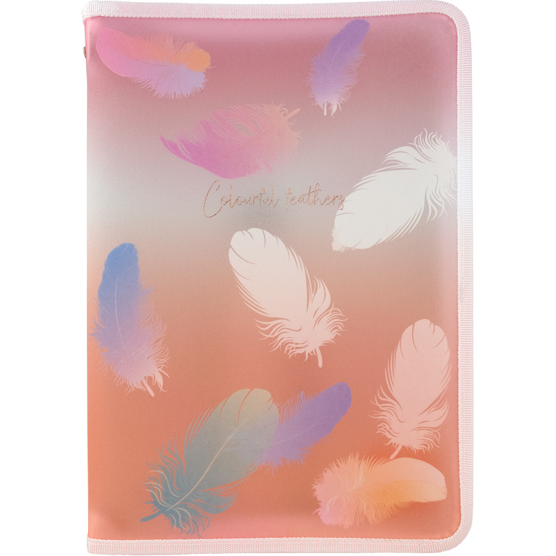 Папка об`ємна на блискавці, А4+, Colourful Feather 04, 1807-94-A