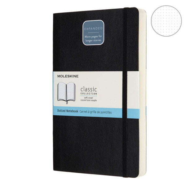 Записник Чорний м’який середній точка, Moleskine Classic Expanded, QP619EXP