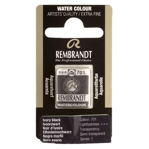 Краска акварельная Rembrandt 701 Черная слоновая кость, кювета, Royal Talens