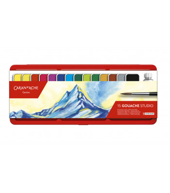 Фарби гуаш Caran d`Ache Studio металевий бокс (15 кольорів з пензлем), 1000.315