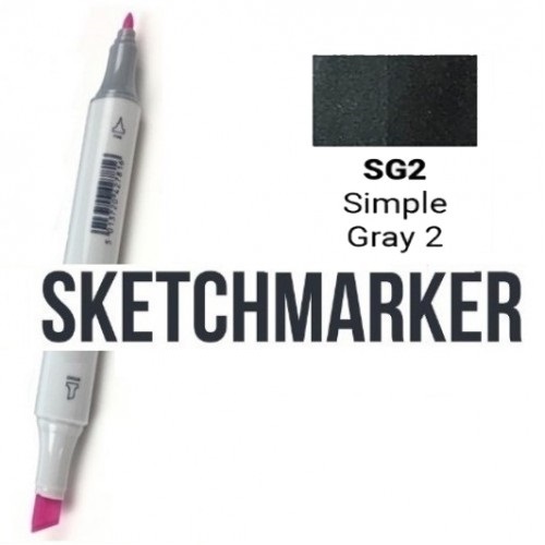 Маркер SKETCHMARKER, 2 пера: долото и тонкое, Simple Gray 2 - Простой серый 2, SM-SG2 3