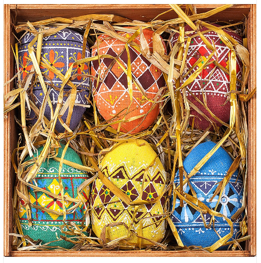 Дерев’яна коробка №50a •, Писанки великі, сіно, 2023010127
