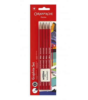Набор Caran d'Ache Back to School - 4 Карандаши HB+резинка, 341.872