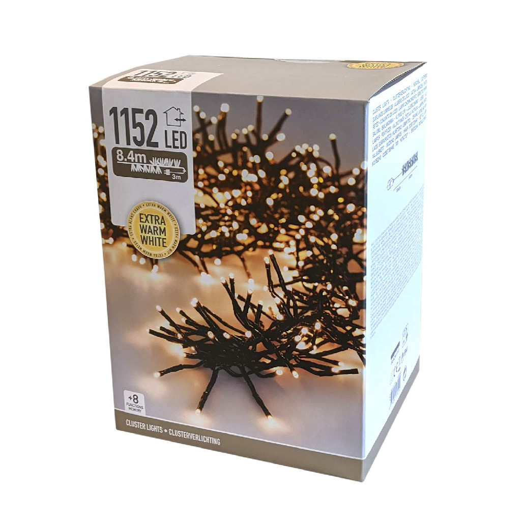 Гирлянда из LED-ламп, 1152 шт., экстра тёпло-белый свет, чёрный провод 3 м, AX9502340