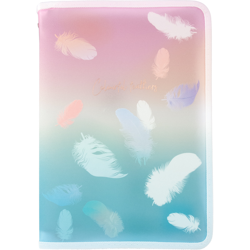 Папка об`ємна на блискавці, А4+, Colourful Feather 01, 1807-91-A