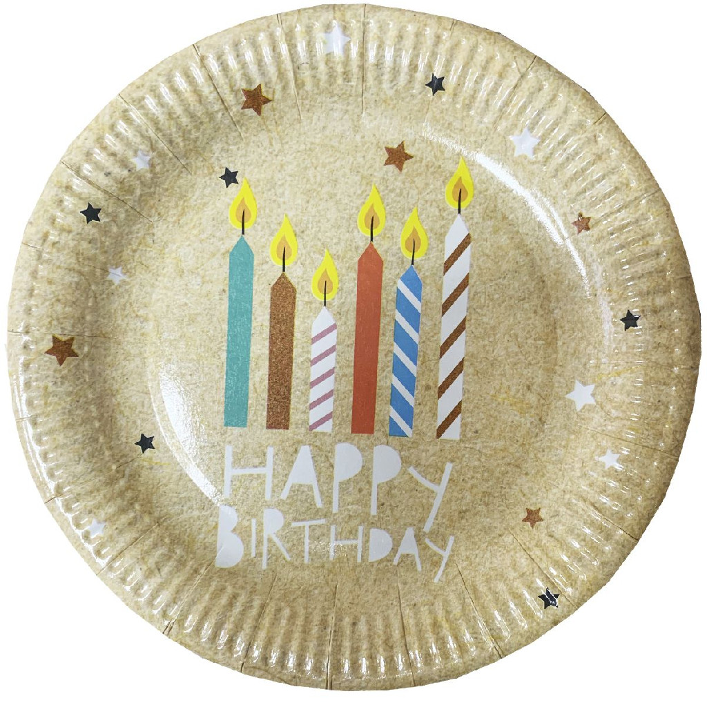 Тарелка бумажная "Happy Birthday" свечи, 17 см 6 шт, 1502-5774