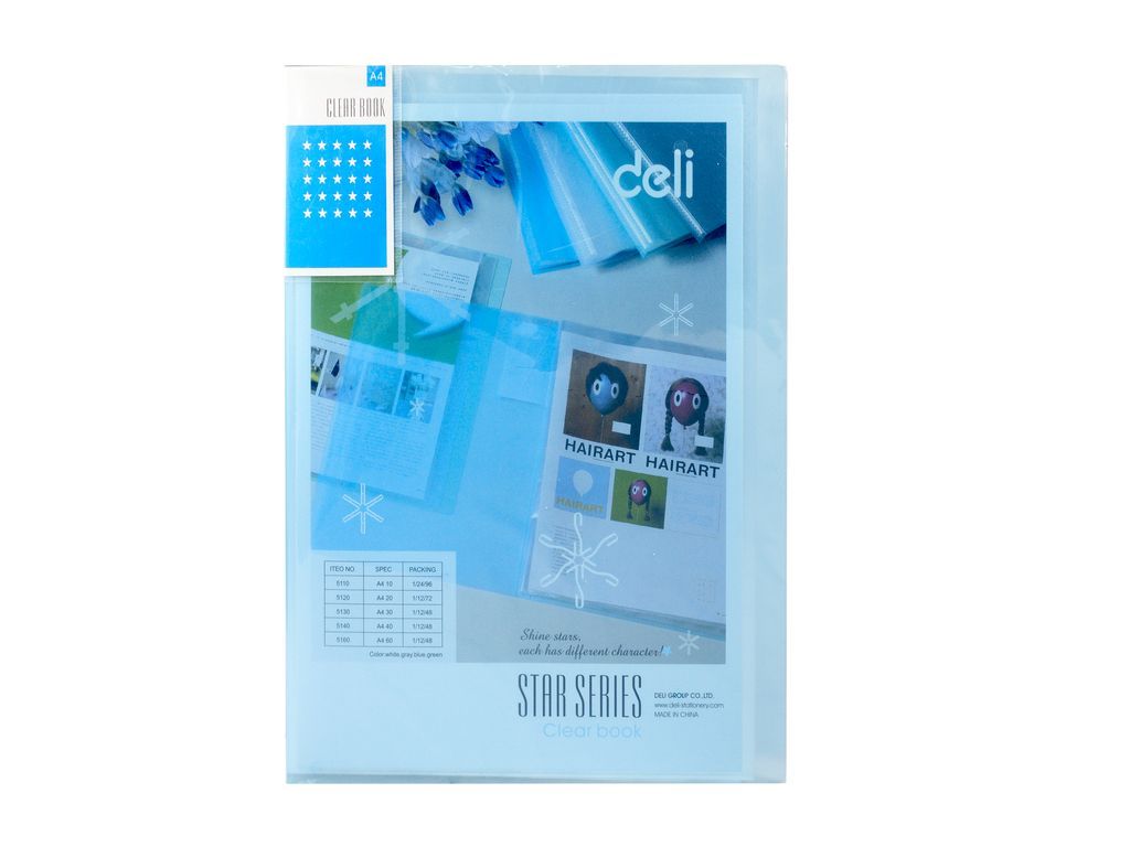 Папка А4, 60 файлов, 30 мкм, прозрачная Deli 5160 ASS (39584)