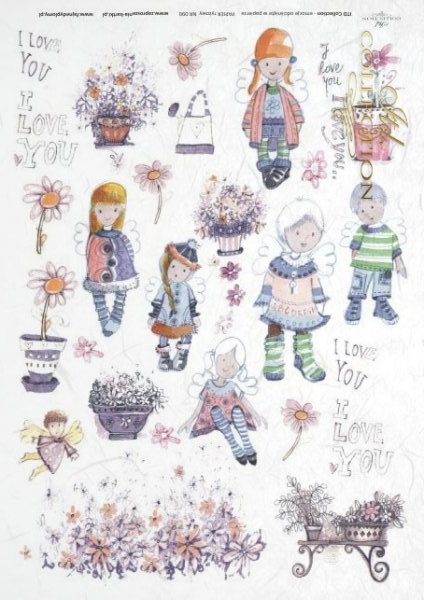 Карта декупажная 21*29,7 см, Детки, 25 г/м², R 090