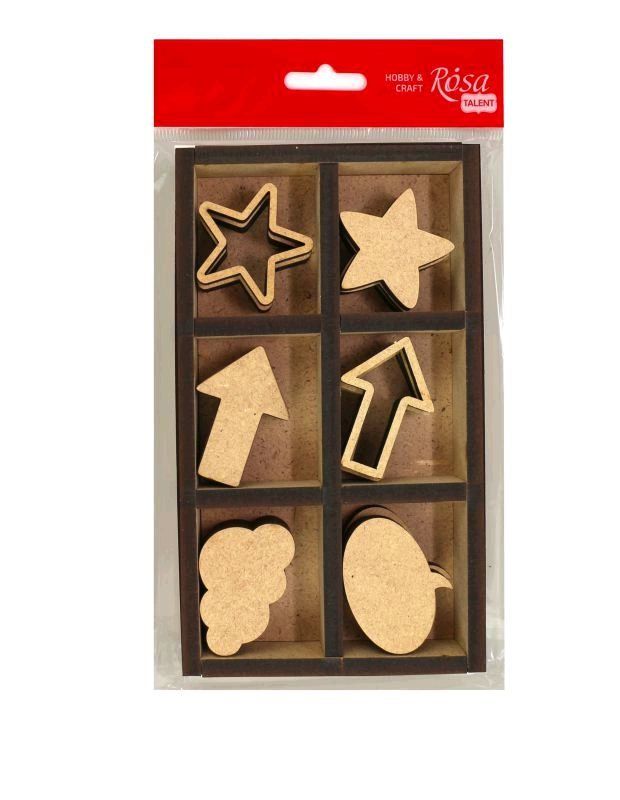 Набор мини-заготовок "Ассорти" 3, МДФ, 10,2*17,4*2,4 см, 18 шт, Rosa Talent
