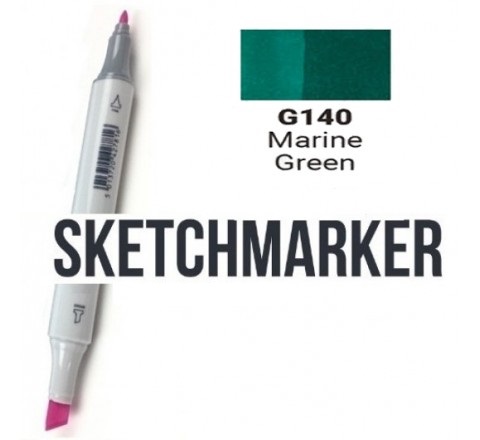 Маркер SKETCHMARKER, 2 пера: долото и тонкое, Marine Green - Морской зеленый, SM-G140 3