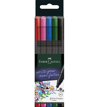 Набор ручек каппилярных 0,4 мм Grip 5 цв., 151604 Faber-Castell