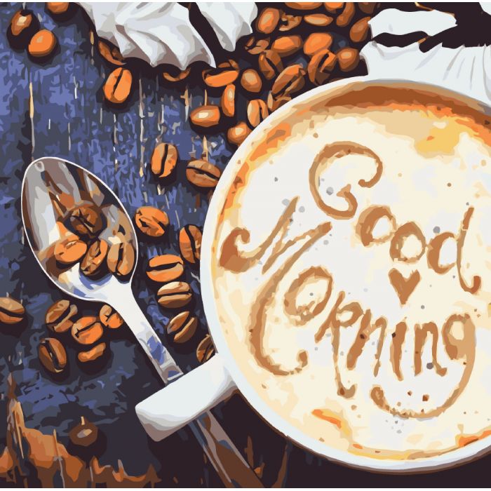 Набір для розпису по номерах 40*40 см "Good Morning", КНО5523, ТМ "Ideyka"