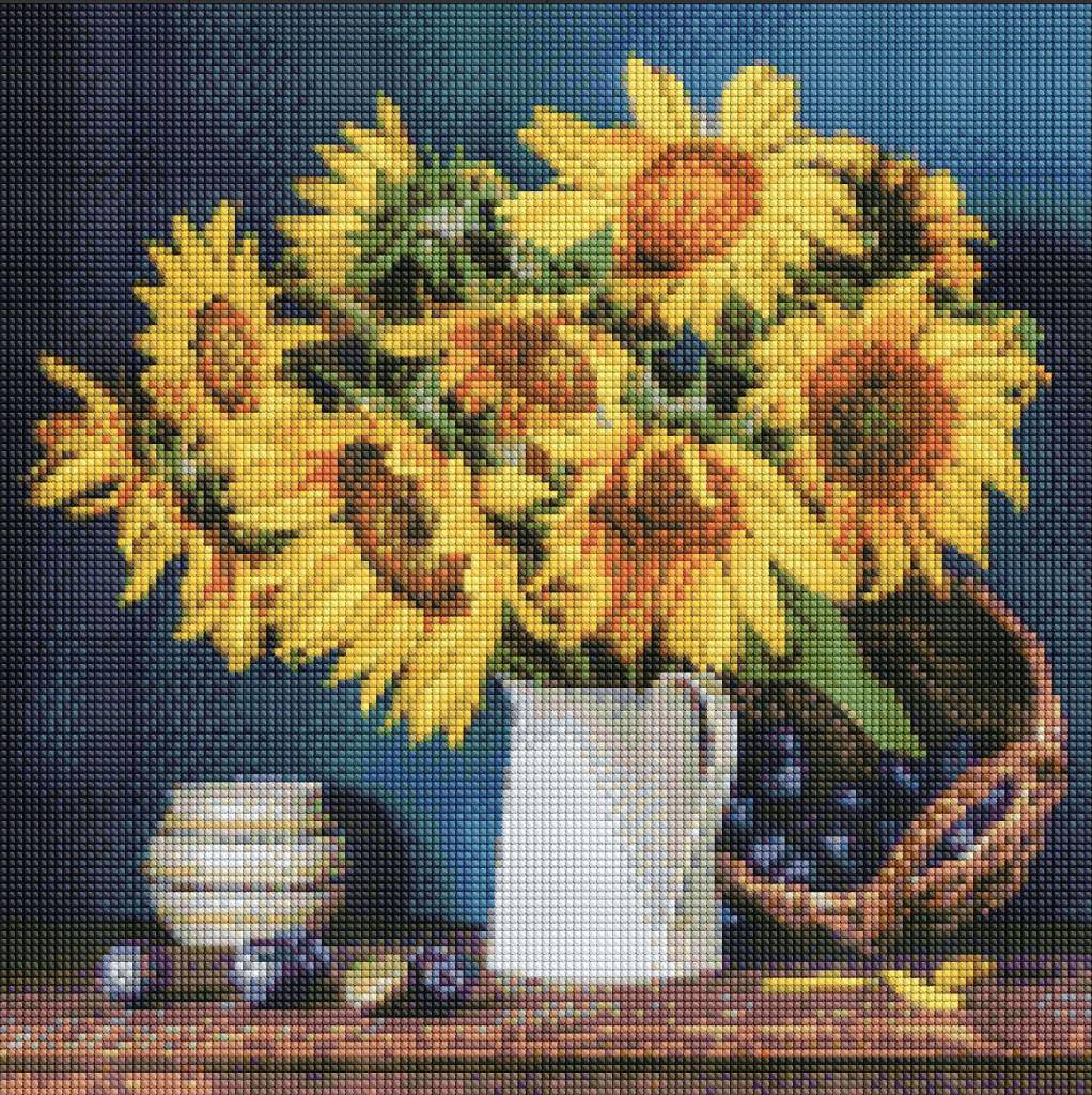 Алмазная мозаика "Яркие подсолнухи" 40*40 см, AMO7417 ТМ "Идейка"