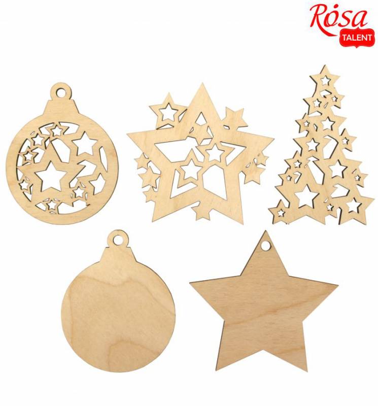 Набор заготовок "Звездный микс", фанера, 8*10 см, 5шт, Rosa Talent