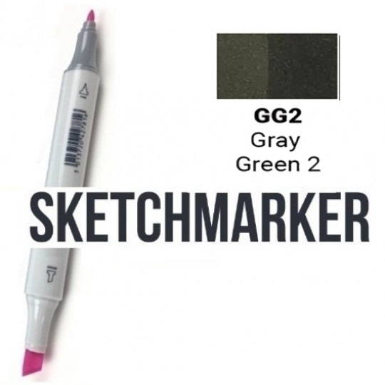 Маркер SKETCHMARKER, 2 пера: долото и тонкое, Gray Green 2 - Серо-зелёный 2, SM-GG2 3