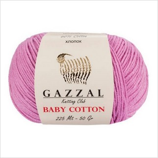 Пряжа Baby Cotton №3422 сиреневый хлопок 60% акрил 40% 50гр 165 м