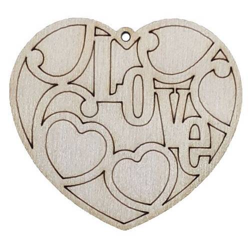 Фанера Серце Love з сердечками та гравіровкою 5*5,5 см, В-0270