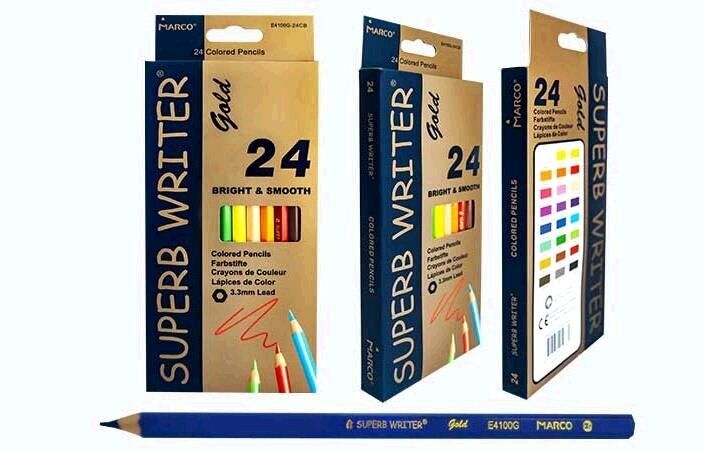 Олівці 24 кол. Superb Writer Gold шестигранні, E4100G-24CB, Marco