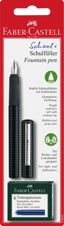 Ручка пір`яна карбон корпус + 6 картриджів, 149809 Faber-Castell