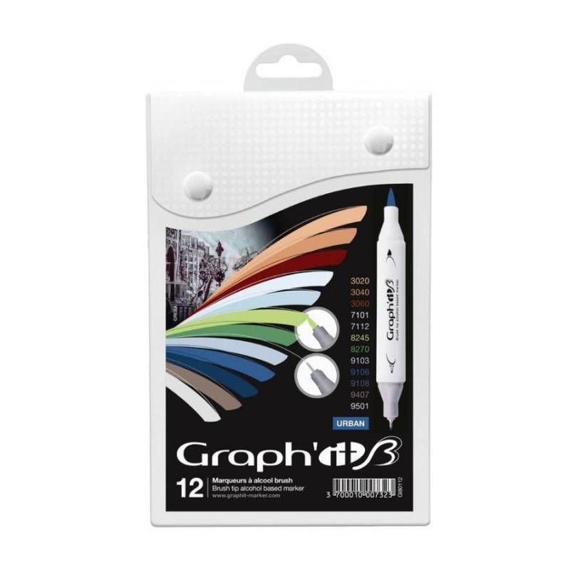 Набір двосторонніх Brush маркерів, Urban (12 шт.), GI80112 Graph`it