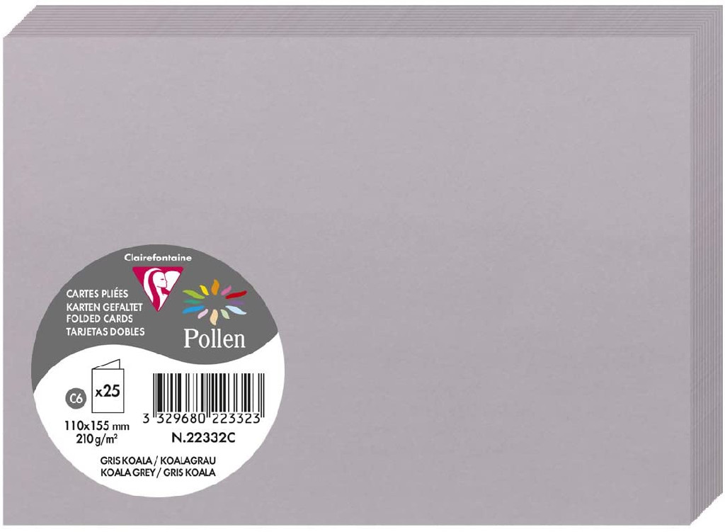 Заготівка д/листівок складена Pollen 160*160 мм/210 г, Koala grey/Сірий, 22332C