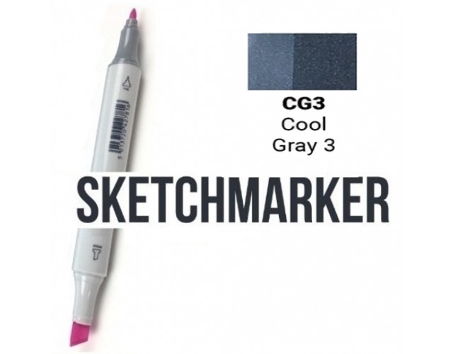 Маркер SKETCHMARKER, 2 пера: долото и тонкое, Cool Gray 3 - Прохладный серый 3, SM-CG3 3