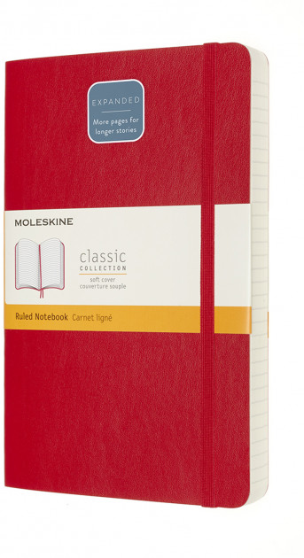 Блокнот Красный средний линейка, Moleskine Classic Expanded, QP616EXPF2