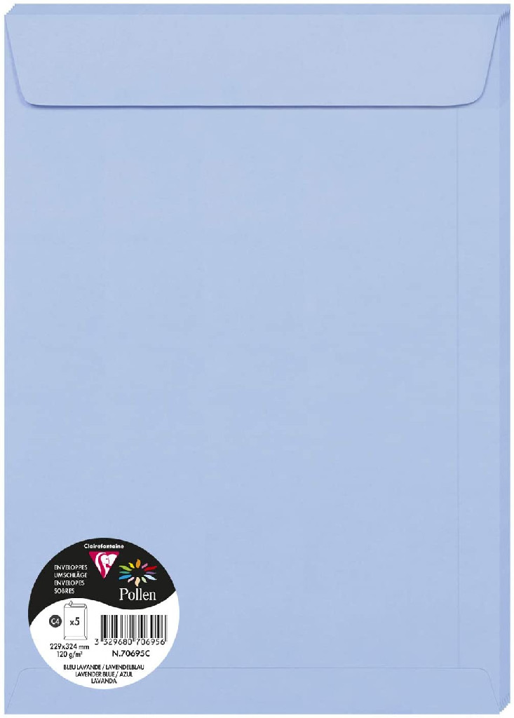 Конверт декоративный Pollen C4 (229*324 мм)/120 г, Lavender blue/Лавандово-синий, 70695C