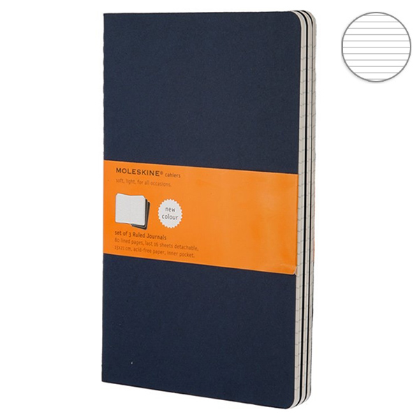 Записник Синій середній лінійка, Moleskine Cahier, CH216