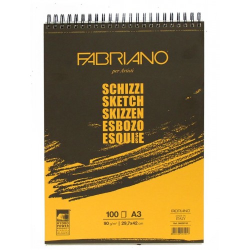 Альбом для эскизов на спирали Schizzi Sketch А3 (29,7*42 см), 90г/м2, 100л. Fabriano