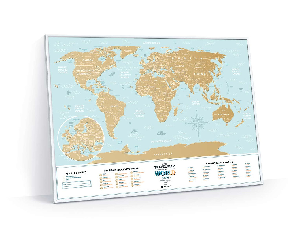 Скретч карта мира "Travel Map Holiday Lagoon World" 80*60 см (англ. язык), ТМ "1Dea.me"
