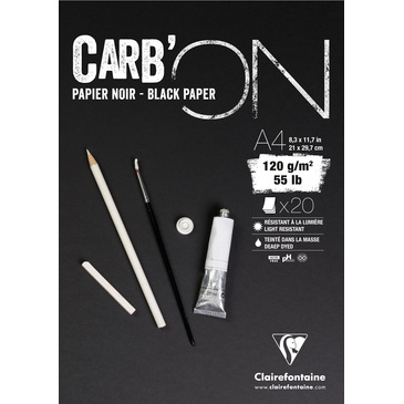 Склейка д/пастелі А4 Carb`On, 20 арк. (120 г/м2), чорний папір, 975039C Clairefontaine